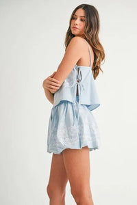 MABLE Embroidered Crop Cami and Balloon Mini Skirt Set - Brittney MADE