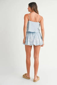 MABLE Embroidered Crop Cami and Balloon Mini Skirt Set - Brittney MADE