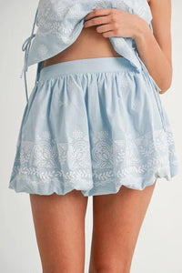MABLE Embroidered Crop Cami and Balloon Mini Skirt Set - Brittney MADE