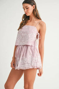 MABLE Embroidered Crop Cami and Balloon Mini Skirt Set - Brittney MADE