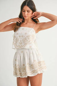 MABLE Embroidered Crop Cami and Balloon Mini Skirt Set - Brittney MADE