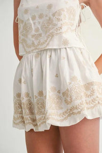 MABLE Embroidered Crop Cami and Balloon Mini Skirt Set - Brittney MADE