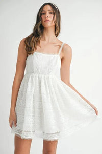 MABLE Eyelet Lace Babydoll Mini Cami Dress - Brittney MADE