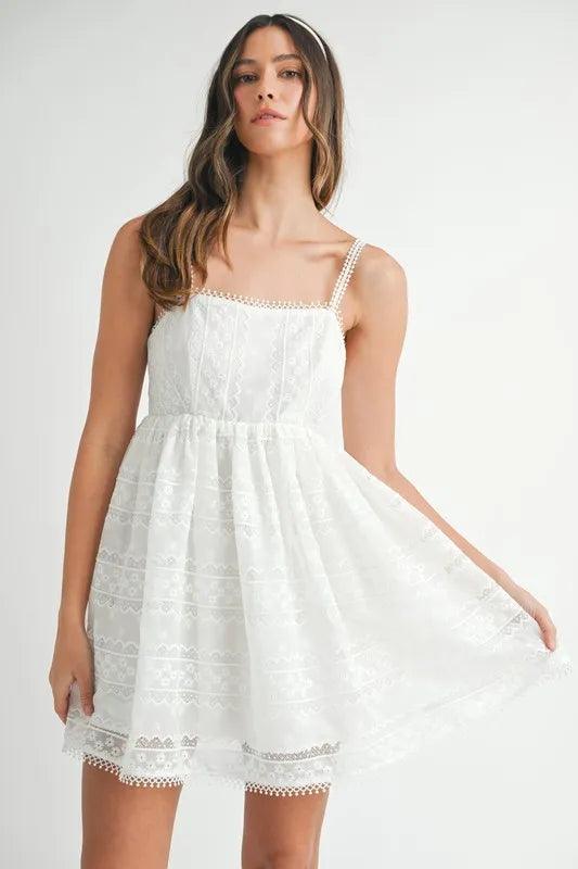 MABLE Eyelet Lace Babydoll Mini Cami Dress - Brittney MADE