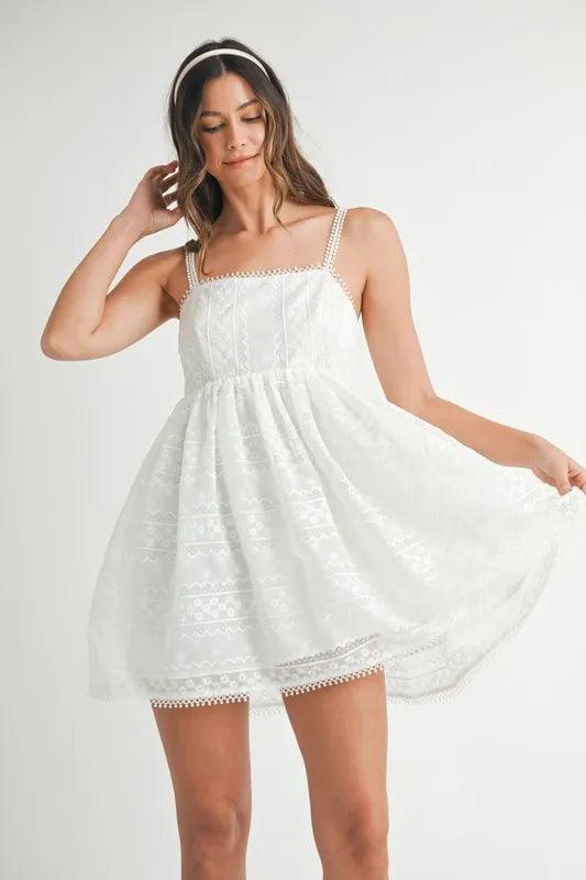 MABLE Eyelet Lace Babydoll Mini Cami Dress - Brittney MADE
