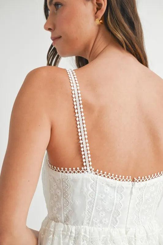 MABLE Eyelet Lace Babydoll Mini Cami Dress - Brittney MADE