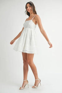 MABLE Eyelet Lace Babydoll Mini Cami Dress - Brittney MADE