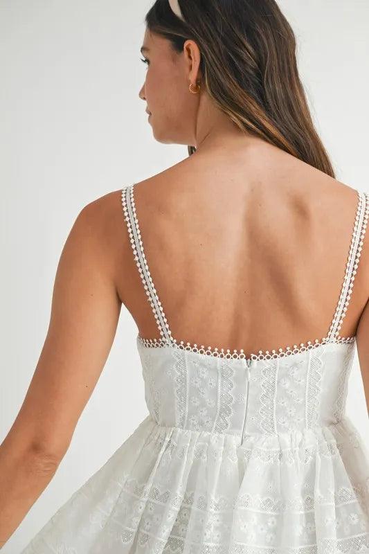 MABLE Eyelet Lace Babydoll Mini Cami Dress - Brittney MADE