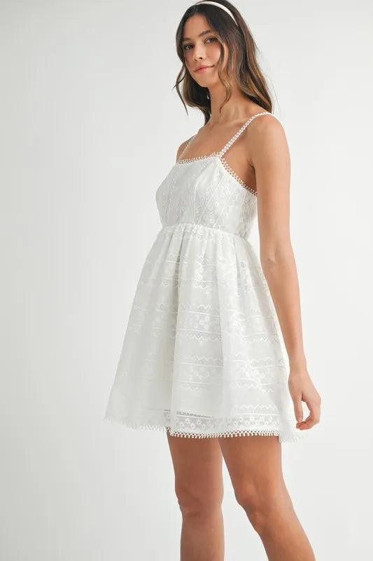 MABLE Eyelet Lace Babydoll Mini Cami Dress - Brittney MADE
