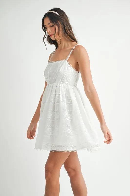 MABLE Eyelet Lace Babydoll Mini Cami Dress - Brittney MADE