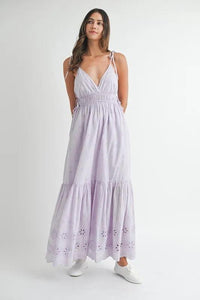 MABLE Eyelet Lace Maxi Dress With Side Strap Details - Brittney MADE