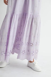 MABLE Eyelet Lace Maxi Dress With Side Strap Details - Brittney MADE