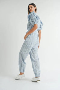 MABLE Eyelet Lace Ruffle Shoulder Jumpsuit - Brittney MADE
