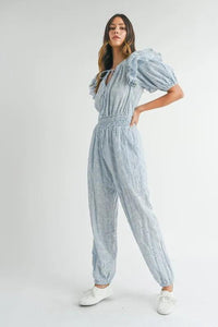 MABLE Eyelet Lace Ruffle Shoulder Jumpsuit - Brittney MADE