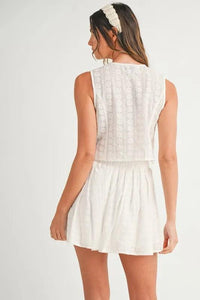 MABLE Eyelet Lace Top and Mini Skirt Set - Brittney MADE