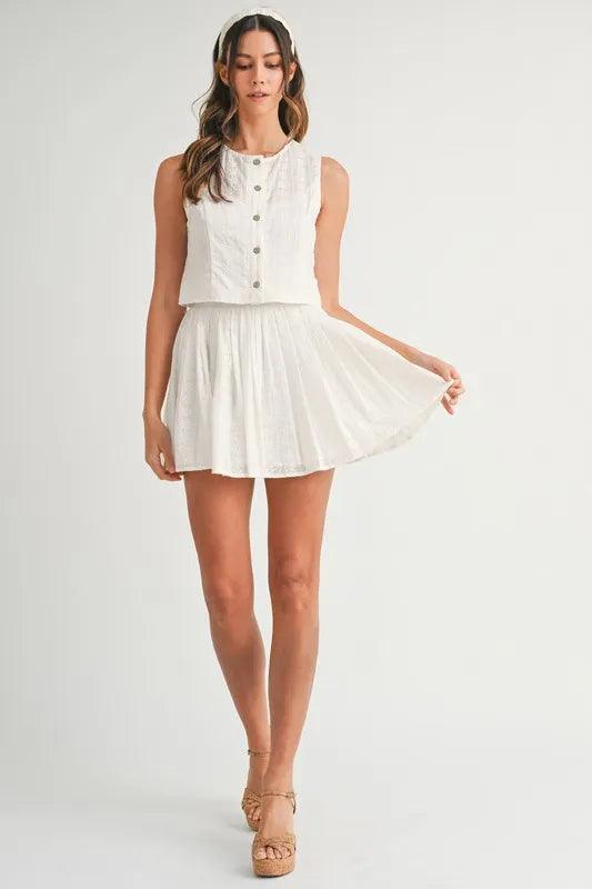 MABLE Eyelet Lace Top and Mini Skirt Set - Brittney MADE