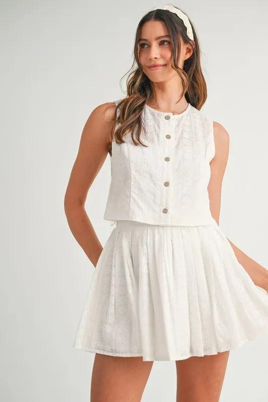 MABLE Eyelet Lace Top and Mini Skirt Set - Brittney MADE