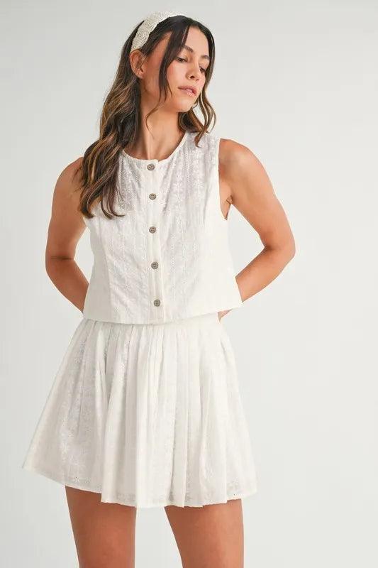 MABLE Eyelet Lace Top and Mini Skirt Set - Brittney MADE