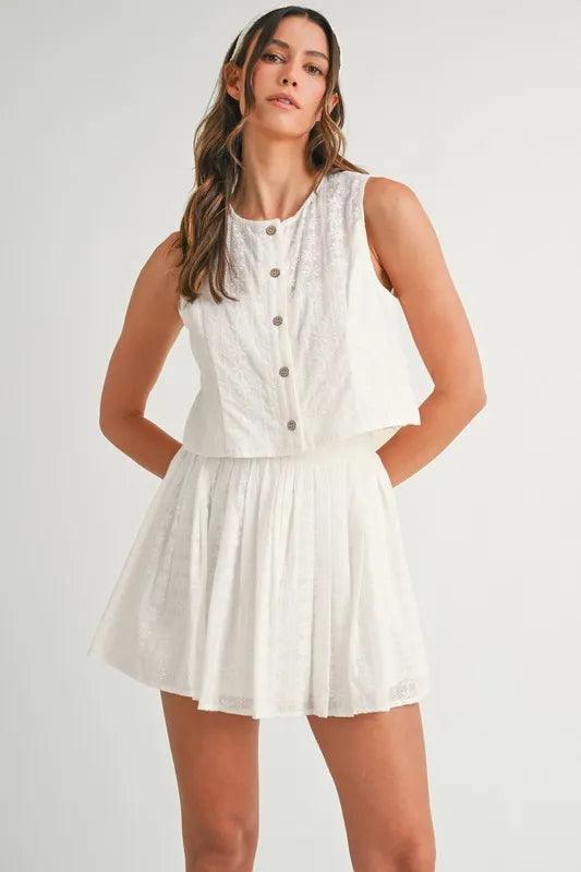 MABLE Eyelet Lace Top and Mini Skirt Set - Brittney MADE