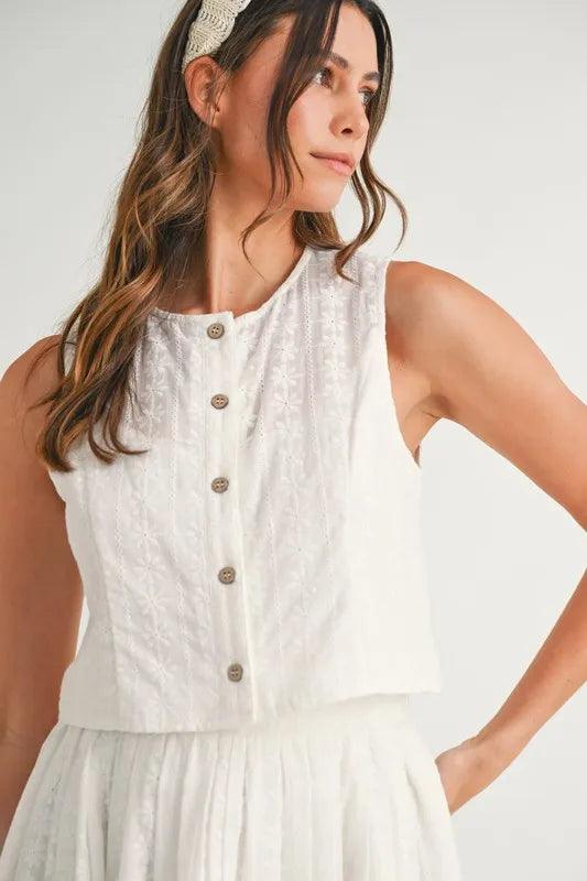 MABLE Eyelet Lace Top and Mini Skirt Set - Brittney MADE