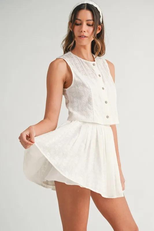 MABLE Eyelet Lace Top and Mini Skirt Set - Brittney MADE