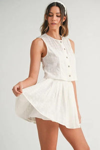 MABLE Eyelet Lace Top and Mini Skirt Set - Brittney MADE
