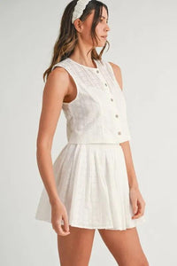 MABLE Eyelet Lace Top and Mini Skirt Set - Brittney MADE
