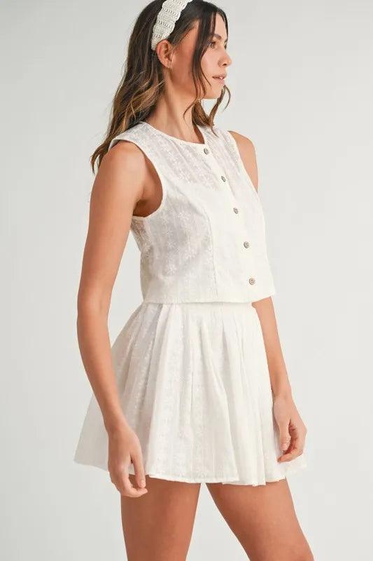 MABLE Eyelet Lace Top and Mini Skirt Set - Brittney MADE