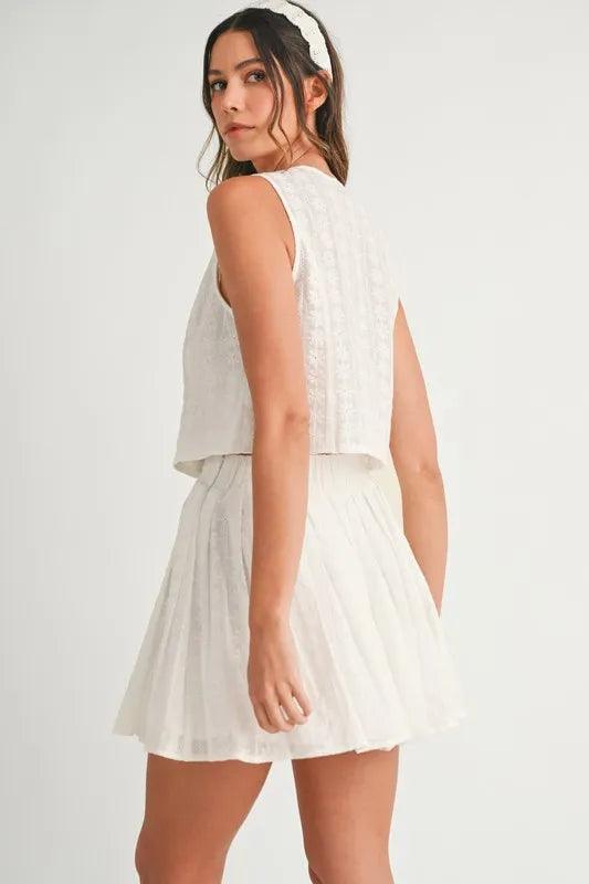 MABLE Eyelet Lace Top and Mini Skirt Set - Brittney MADE