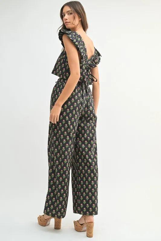 MABLE Floral Print Ruffle Top and Pants Set - Brittney MADE