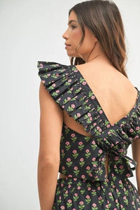 MABLE Floral Print Ruffle Top and Pants Set - Brittney MADE