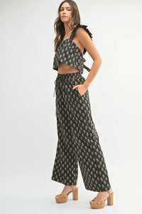 MABLE Floral Print Ruffle Top and Pants Set - Brittney MADE