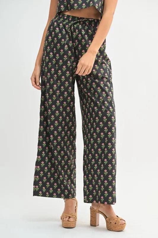 MABLE Floral Print Ruffle Top and Pants Set - Brittney MADE