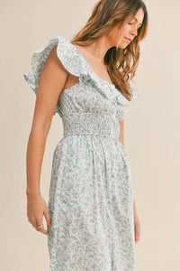 MABLE Floral Print Ruffled Cap Sleeve Jumpsuit - Brittney MADE
