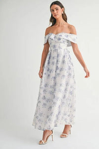 MABLE Floral Printed Off Shoulder Maxi Dress - Brittney MADE