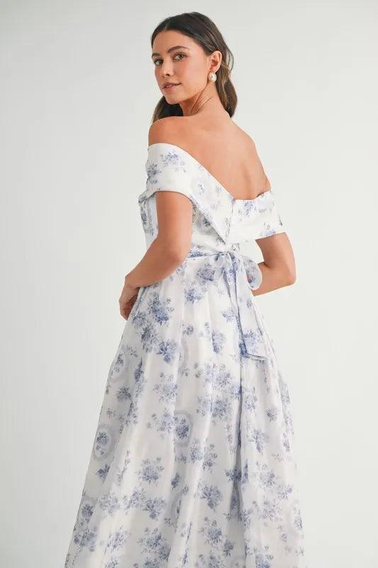 MABLE Floral Printed Off Shoulder Maxi Dress - Brittney MADE
