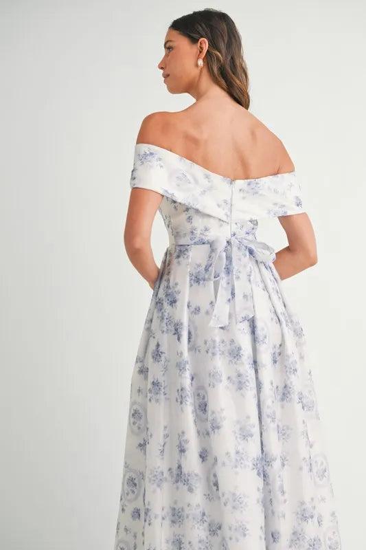 MABLE Floral Printed Off Shoulder Maxi Dress - Brittney MADE