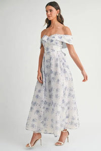 MABLE Floral Printed Off Shoulder Maxi Dress - Brittney MADE