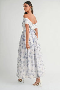 MABLE Floral Printed Off Shoulder Maxi Dress - Brittney MADE