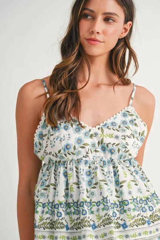 MABLE Floral Printed Peplum Top and Shorts Set - Brittney MADE