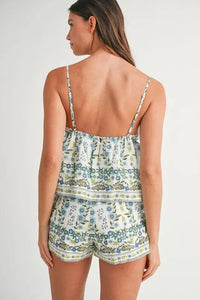 MABLE Floral Printed Peplum Top and Shorts Set - Brittney MADE
