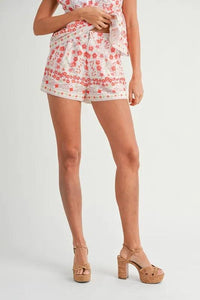 MABLE Floral Printed Peplum Top and Shorts Set - Brittney MADE