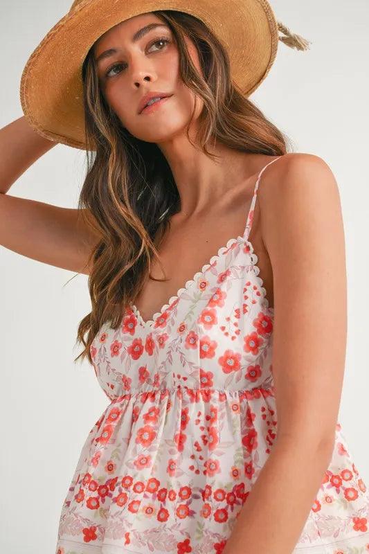 MABLE Floral Printed Peplum Top and Shorts Set - Brittney MADE