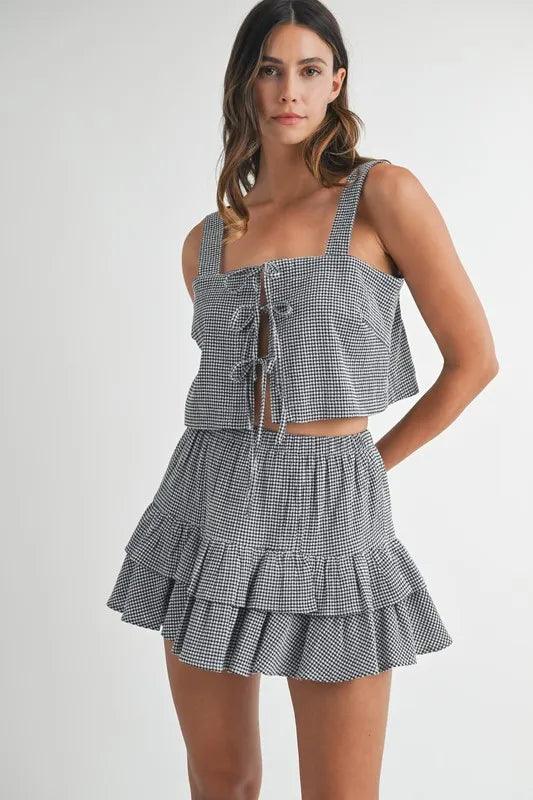 MABLE Gingham Plaid Crop Top and Mini Skirt Set - Brittney MADE