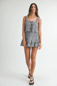 MABLE Gingham Plaid Crop Top and Mini Skirt Set - Brittney MADE