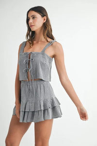 MABLE Gingham Plaid Crop Top and Mini Skirt Set - Brittney MADE