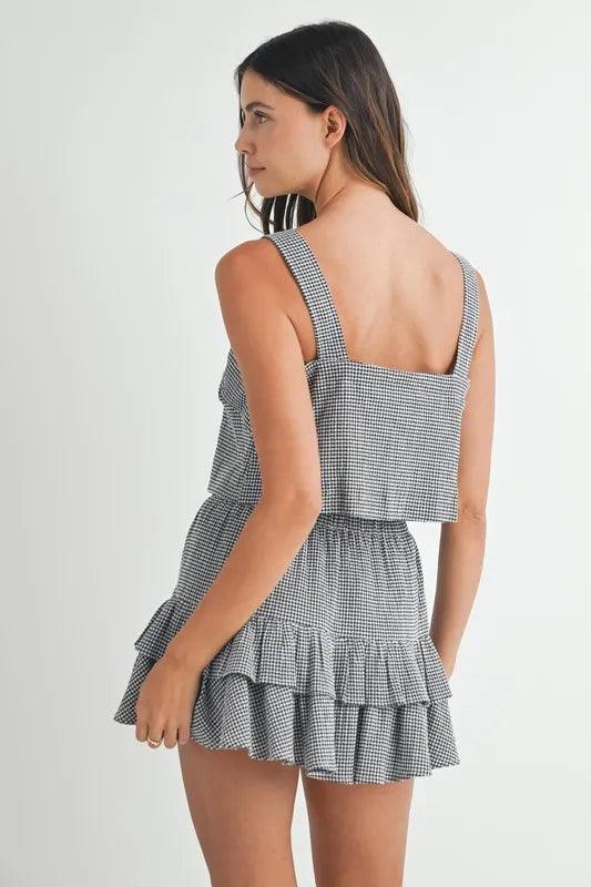 MABLE Gingham Plaid Crop Top and Mini Skirt Set - Brittney MADE
