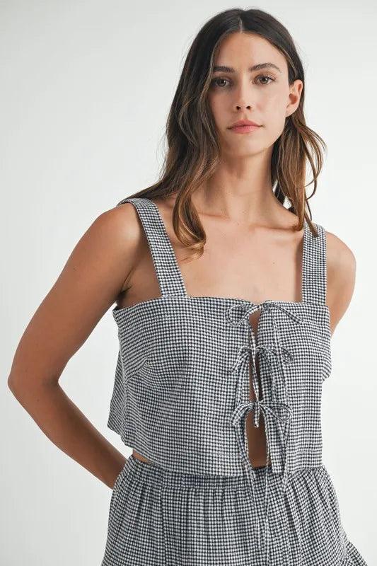 MABLE Gingham Plaid Crop Top and Mini Skirt Set - Brittney MADE
