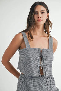 MABLE Gingham Plaid Crop Top and Mini Skirt Set - Brittney MADE