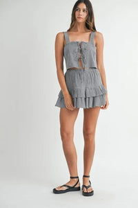 MABLE Gingham Plaid Crop Top and Mini Skirt Set - Brittney MADE